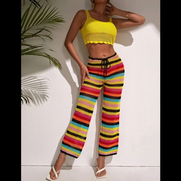 Knitted Cover Up Top And Pants Set